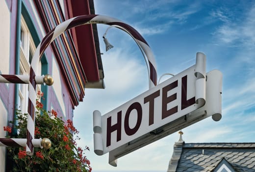 Hotel Sign in front of a building in Hesse Germany.