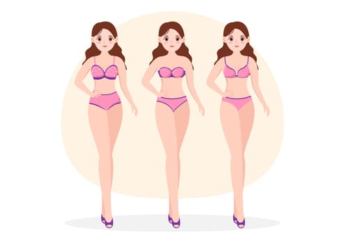 Collection of Stylish Woman Lingerie, Bra and Undies Underwear with Pink and Purple Color on Flat Cartoon Hand Drawn Templates Illustration