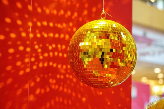 Gold color globe in red background