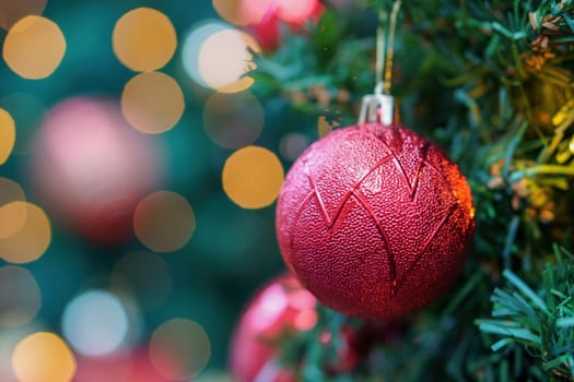 Select focus red Christmas ball decoration
