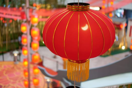 Close up red lantern decoration during Chinese New Year