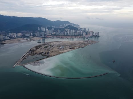 Aerial view Tanjung Seri Pinang 2 reclamation land in overcast day