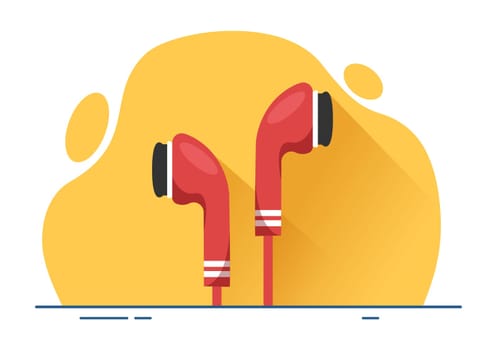 MP3 Player with Headphones, Headset and Phone of Music Listening Devices in Mobile App on Flat Cartoon Hand Drawn Templates Illustration