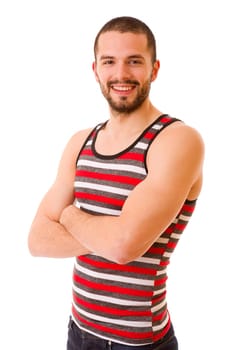 young happy casual man portrait, isolated on white