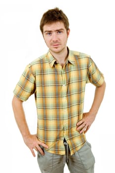 young casual man portrait, isolated on white