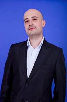 young casual happy man, on a blue background
