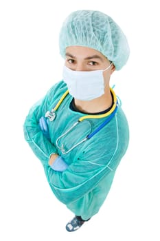 young male doctor full body, isolated