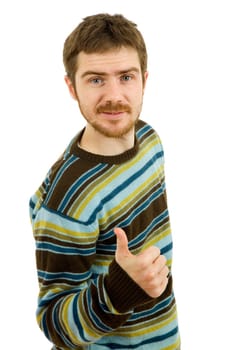 young casual man portrait in a white background