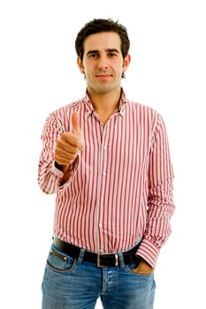 young casual man portrait in a white background