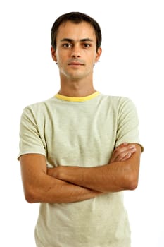 young casual man portrait, isolated on white