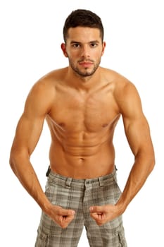 young sensual man on a white background