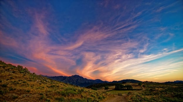 Sunset over San Antonino in Corsica
