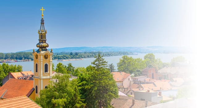 The Panoramic view of Zemun, with church tower in Belgrade,Serbia