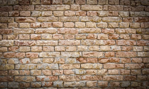The Old brick wall with white paint background texture close up