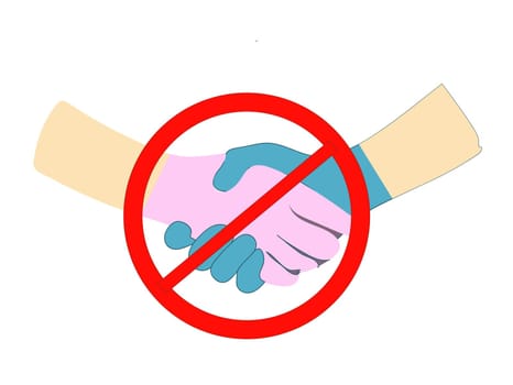 hands crossed out. Touch prohibition sign. Virus protection concept. Pandemic. Motivational poster. Covid 19
