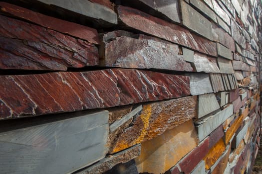 Natural colorful rust slate wall. Thick Slabs