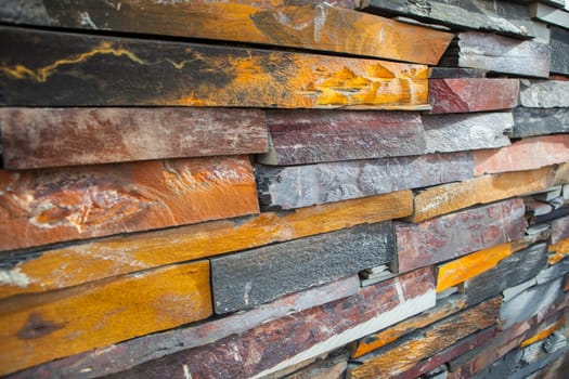 Natural colorful rust slate wall. Thick Slabs