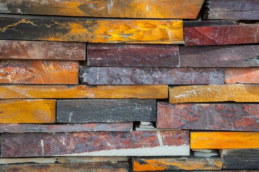 Natural colorful rust slate wall. Thick Slabs