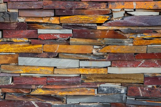 Natural colorful rust slate wall. Thick Slabs