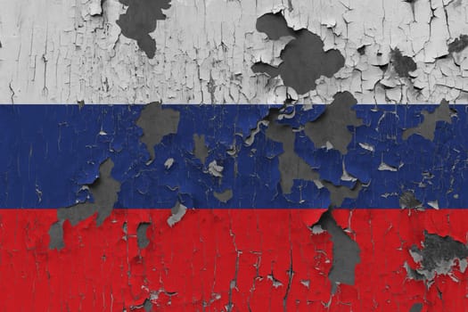 3D Flag of Russia on an old stone wall background.
