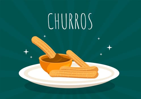 Spanish Food Cuisine Menu Restaurant with Various of Traditional Dish Recipe on Flat Cartoon Hand Drawn Templates Illustration