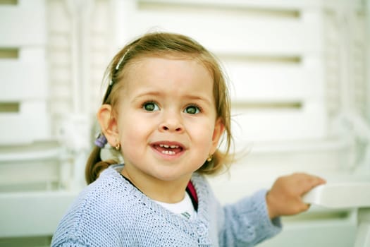 Surprised girl watching something interesting