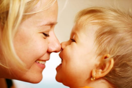 Mother and child have a fun