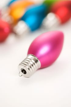 Still life of multicolored Christmas ornaments.