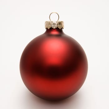 Still life of red Christmas ornament.