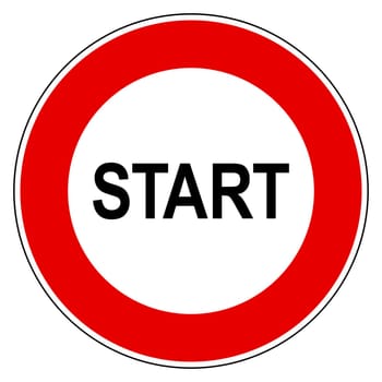 Start and prohibition sign