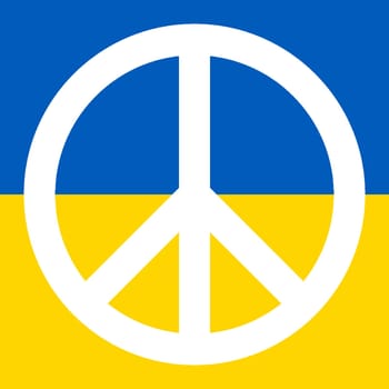 Ukraine flag with peace symbol. Official state symbol of country. Official RGB colors.