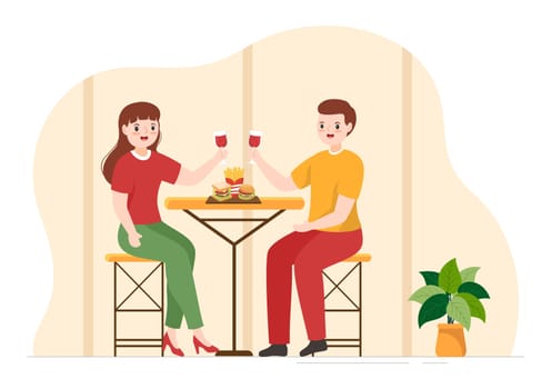 French Cuisine Restaurant with Various Traditional or National Food Dish of France on Flat Style Cartoon Hand Drawn Templates Illustration