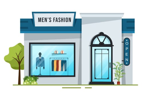 Fashion Men and Outfit of Fashionable Man in Boutique Indoor or Clothes Shop for Shopping on Flat Cartoon Hand Drawn Templates Illustration