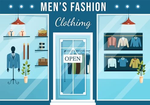 Fashion Men and Outfit of Fashionable Man in Boutique Indoor or Clothes Shop for Shopping on Flat Cartoon Hand Drawn Templates Illustration