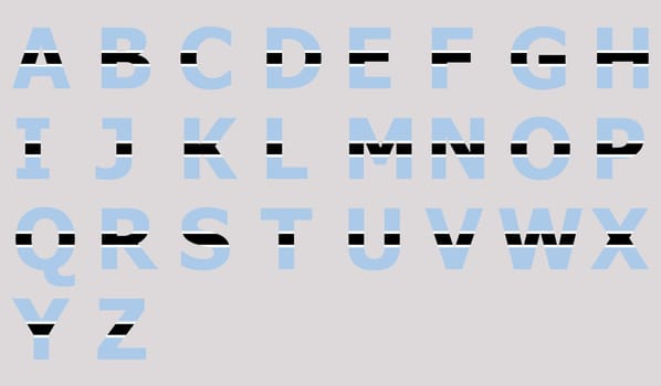 3D Flag of Botswana on a text background.