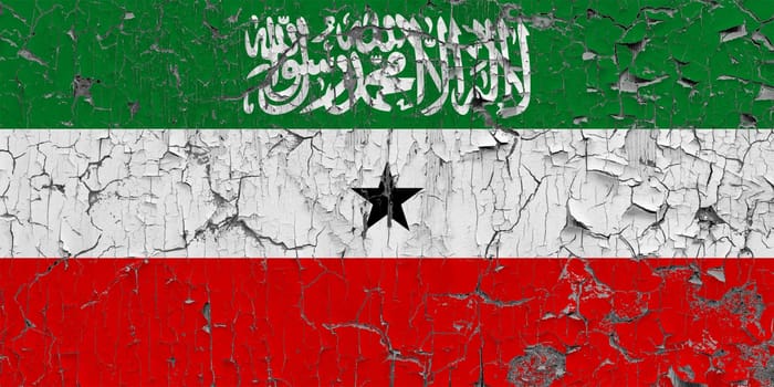 3D Flag of Somaliland on an old stone wall background.