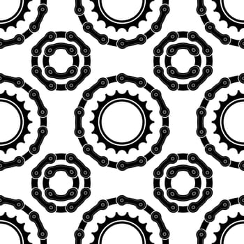 Differente Bicicle Chain Frames Seamless Pattern Isolated on White Background.