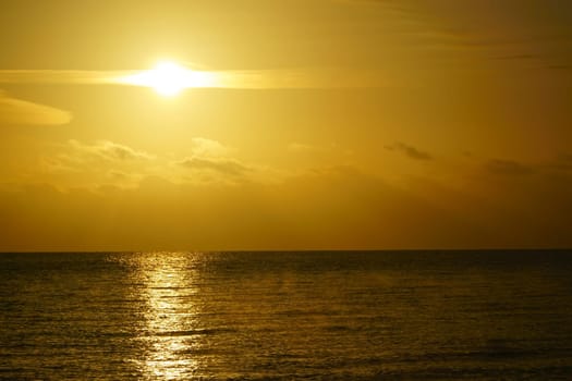 Beautiful sunrise at the baltic sea with golden colours
