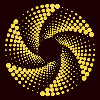 Yellow Circle Dotted Icon Isolated on Black Background.