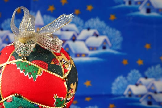 Colourful christmas ball on blue background ready to be used and give happyness with their colours