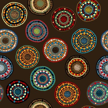 African ethnic geometrical pattern with dotted round shapes