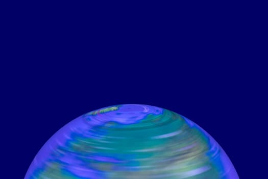 Background Earth shining. A luminous and rotating terrestrial globe or planet earth against dark background with space for design. Beautiful backdrop. Macro.