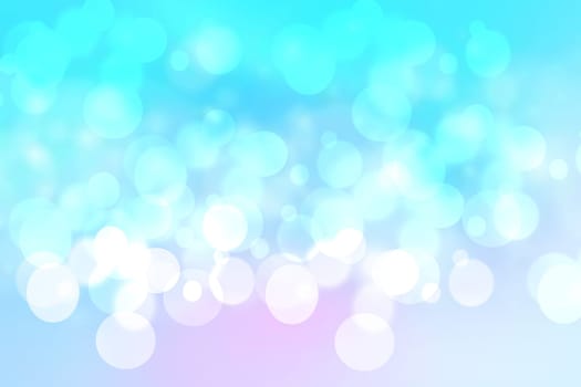 Abstract blurred fresh vivid spring summer light delicate pastel blue turquoise pink bokeh background texture with bright circular soft color lights and stars. Card concept. Beautiful backdrop illustration.