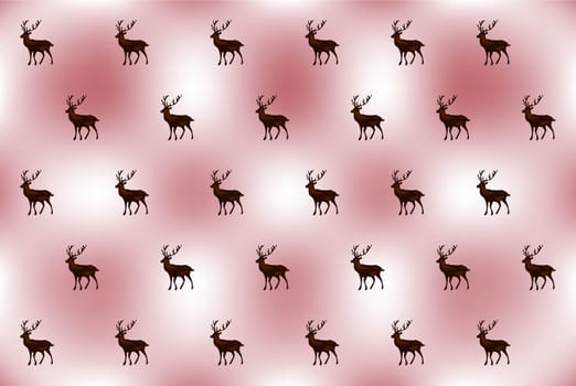 Christmas pattern on white and pink background with deer. Vector image. Package design.