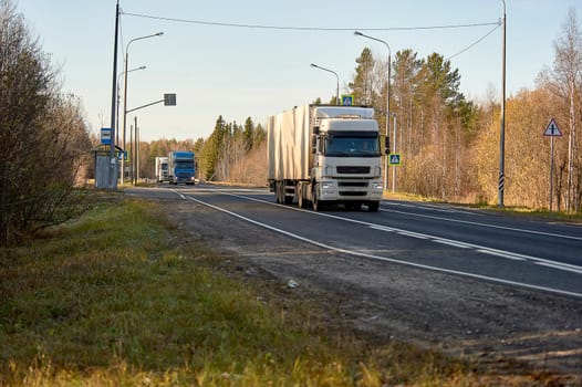 truckers driving on the highway. High quality photo