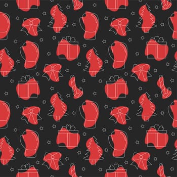 Boxing Day Sale Seamless Pattern Design with Glove and Gift Box for Promotion or Shopping on Template Hand Drawn Cartoon Flat Illustration