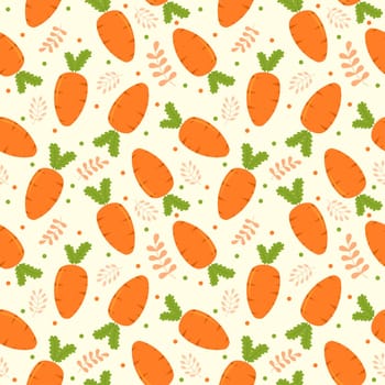 Vegetarian, Fruit and Vegetables Seamless Pattern Design with Fresh, Organic and Natural Food in Hand Drawn Flat Cartoon Background Illustration