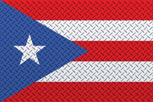 3D Flag of Puerto Rico on a metal wall background.