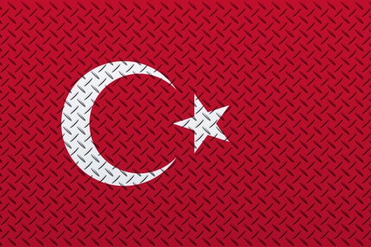 3D Flag of Turkiye on a metal wall background.