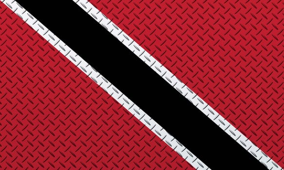 3D Flag of Trinidad and Tobago on a metal wall background.